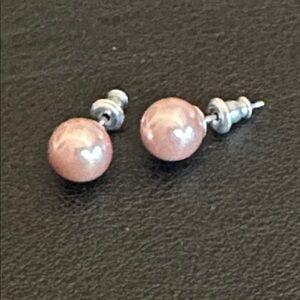 37.  Liz Claiborne Pale Pink Silver Tone Post Earrings New Old Stock